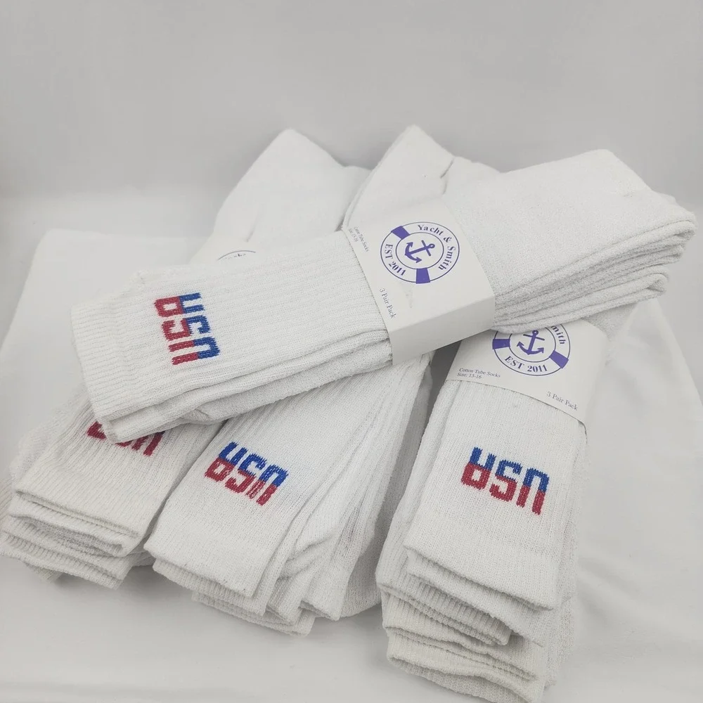 12 Pairs USA Yacht & Smith White Tube Socks Mens Size 13-16 New